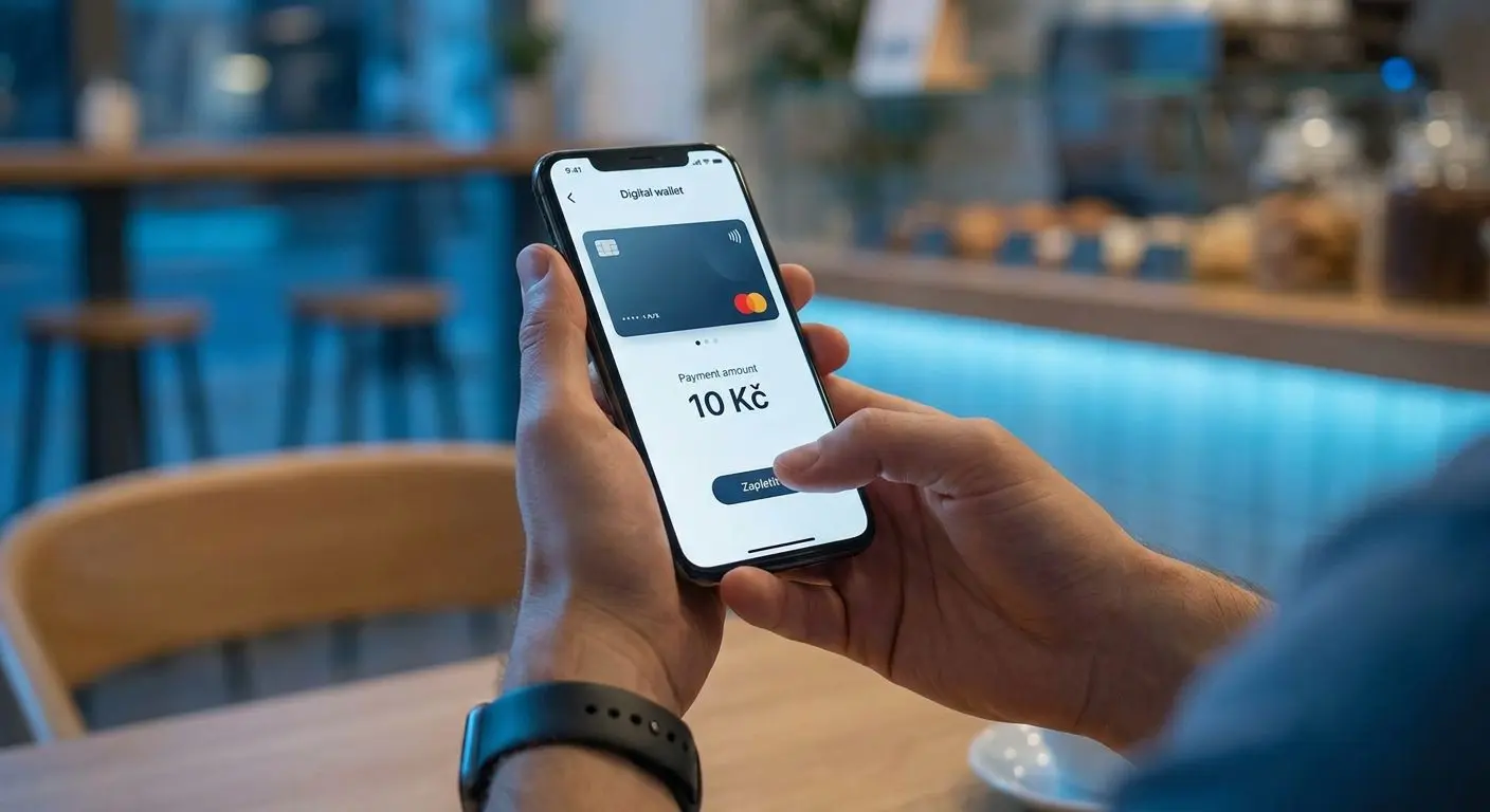 Hráč zadává vklad 10 Kč přes digitální peněženku na mobilu