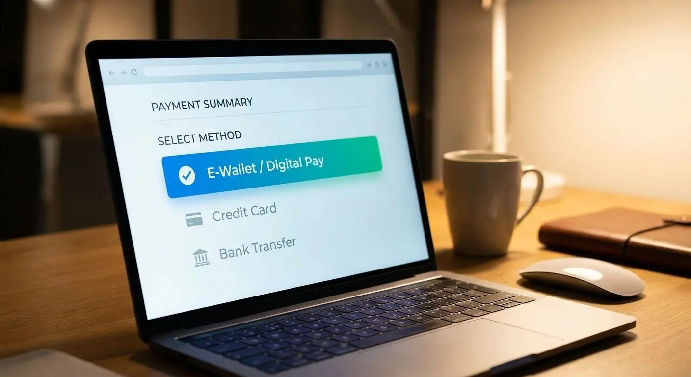 Výběr Skrillu v pokladně Pokladna s vybranou metodou Skrill v online rozhraní