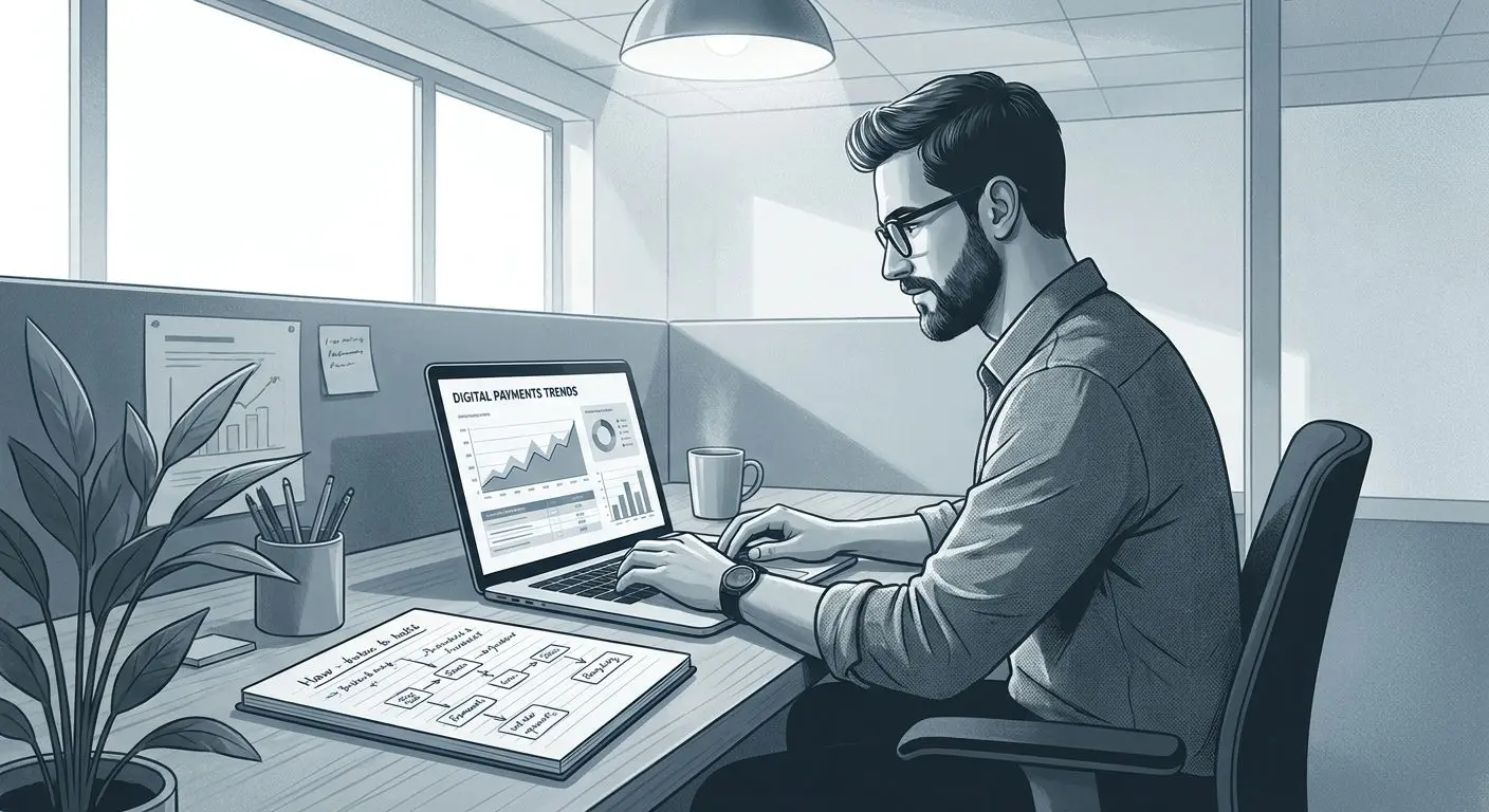 Autorská ilustrace odborníka na online platby