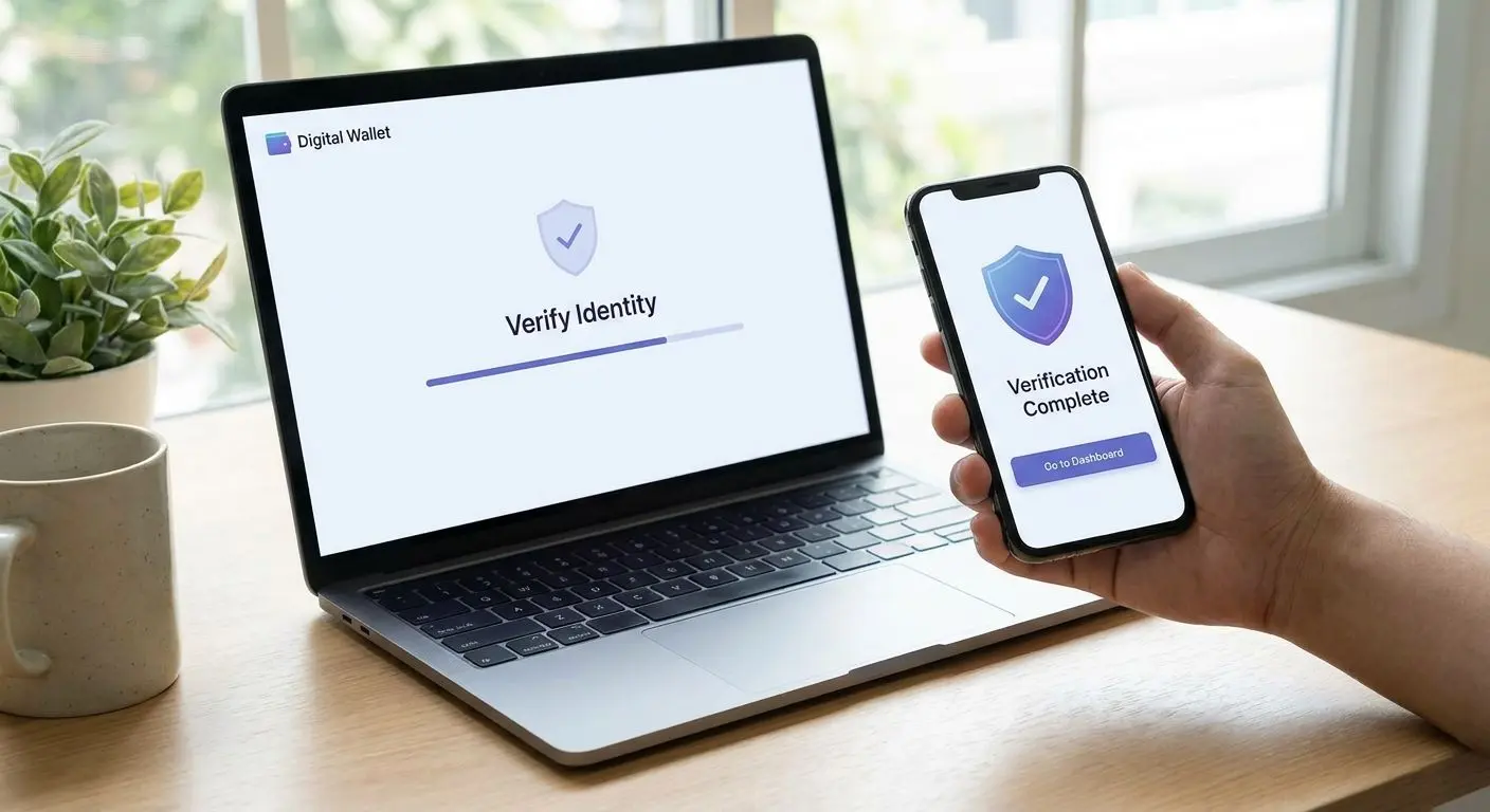 Založení a ověření účtu Skrill Online formulář digitální peněženky a ověření účtu na notebooku